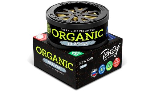 Ароматизатор на торпедо Tensy Organic New Car (Новая машина), с растительным наполнителем, баночка 20г, арт. TO-04