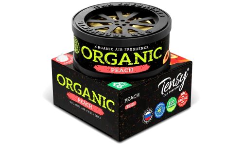 Ароматизатор на торпедо Tensy Organic Peach (Персик), с растительным наполнителем, баночка 20г, арт.