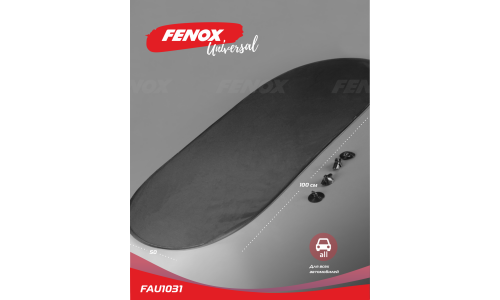 Шторка солнцезащитная Fenox, на заднее стекло автомобиля, 1000х500мм, на присосках, чёрная, полиэстер, арт. FAU1031
