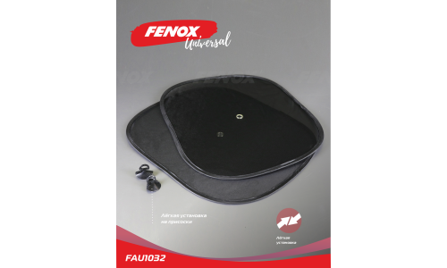 Шторка солнцезащитная Fenox, на боковое стекло, 440х360мм, на присосках, чёрные, полиэстер, 2 шт, арт. FAU1032