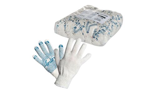 Перчатки хлопчатобумажные Airline, с ПВХ покрытием, белые, 7.5/8 класс вязки, размер XL, пара, арт. AWG-C-02