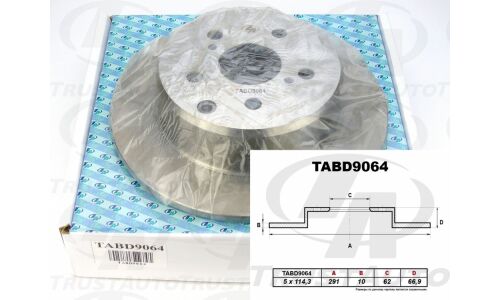 Диск тормозной TA, задний, правый/левый, 1 шт, арт. TABD9064