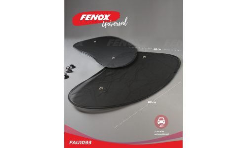 Шторка солнцезащитная Fenox, на боковое стекло, 660х380мм, на присосках, чёрные, полиэстер, 2 шт, арт. FAU1033