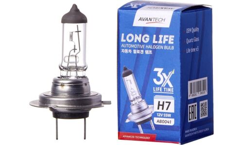 Лампа галогенная Avantech Long Life H7 (PX26d, T11), 12В, 55Вт, 3200К, 1 шт, арт. AB0041