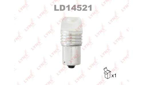 Лампа светодиодная LYNXauto P21W (BA15s, S25), 12В, 21Вт, 12000К, синяя, 1 шт, арт. LD14521