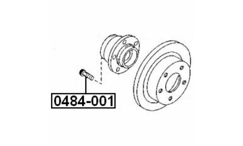 Шпилька колесная Febest 0484-001, для Mitsubishi, M12x1.5(R), длина 46.5мм, 1 шт