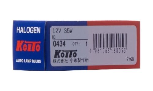 Лампа галогенная Koito Halogen H3 (PK22s, T12), 12В, 35Вт, 3200К, 1 шт, арт. 0434