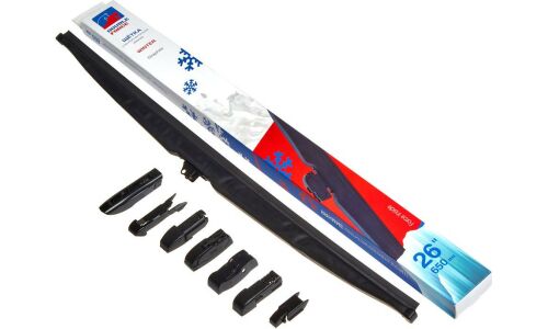 Щетка стеклоочистителя Double Force 650мм (26") каркасная, зимняя, крепления J-Hook, Side Pin (P&H), Pinch Tab, Push Button, 1 шт, арт. DFW26