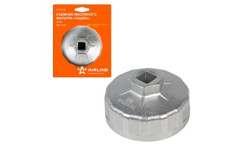 Съемник масляных фильтров Airline, чашка 14-гранная, Ø67мм, под квадрат 1/2" и шестигранник 27мм, арт. AT-FC-02