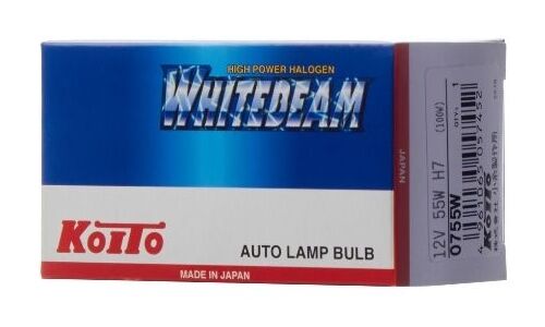 Лампа галогенная Koito White Beam H7 (PX26d, T11), 12В, 55Вт (соответствует 100Вт), 4200К, 1 шт, арт. 0755W