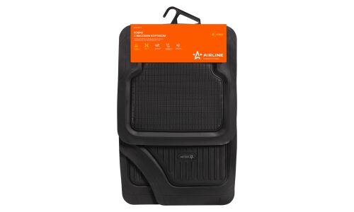 Коврики универсальные Airline, для переднего и заднего ряда, полимер, черный цвет, с высоким бортом, 4шт