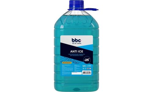 Стеклоомывающая жидкость BiBiCare Anti Ice, зимняя, -25°С, без метанола, 3.9л, арт. 4035