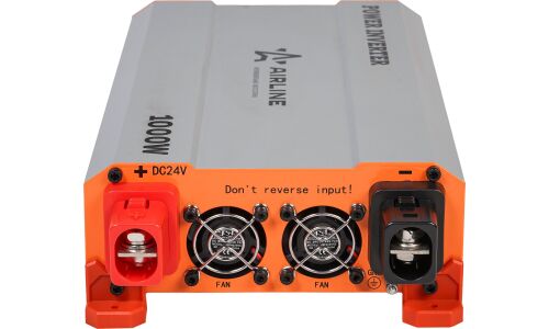 Инвертор напряжения Airline, 24В(DC)→220В(AC), 50Гц, 1000Вт, (+2xUSB 5В), арт. API-1000-06