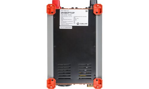 Инвертор напряжения Airline, 24В(DC)→220В(AC), 50Гц, 1000Вт, (+2xUSB 5В), арт. API-1000-06
