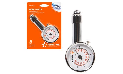 Манометр шинный Airline, аналоговый, 7атм, с клапаном сброса, арт. APR-M-02
