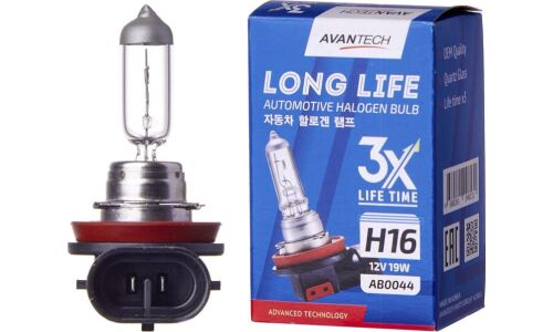 Лампа галогенная Avantech Long Life H16 (PGJ19-3, T11), 12В, 19Вт, 3200К, 1 шт, арт. AB0044