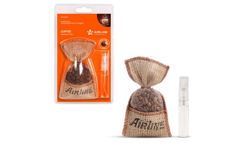 Ароматизатор подвесной Airline «Кофе в мешочке со спреем» Coffee (Бодрящий кофе), текстиль с пропиткой, мешочек, арт. AFCO198