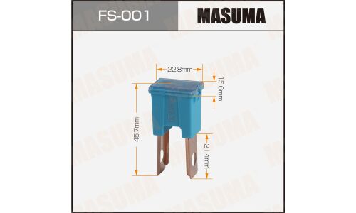 Предохранитель автомобильный Masuma, кассетный, папа (PAL S1041-1/FJ14), голубой, 20А, комплект 12 шт, арт. FS-001