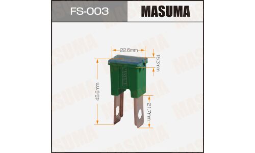 Предохранитель автомобильный Masuma, кассетный, папа (PAL S1041-1/FJ14), зелёный, 40А, комплект 12 шт, арт. FS-003