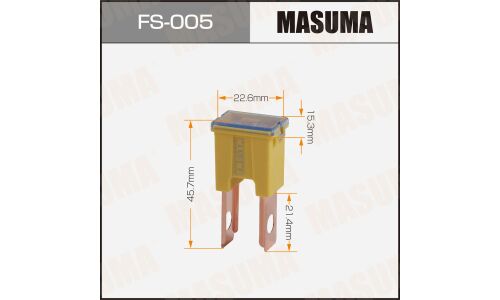 Предохранитель автомобильный Masuma, кассетный, папа (PAL S1041-1/FJ14), жёлтый, 60А, комплект 12 шт, арт. FS-005