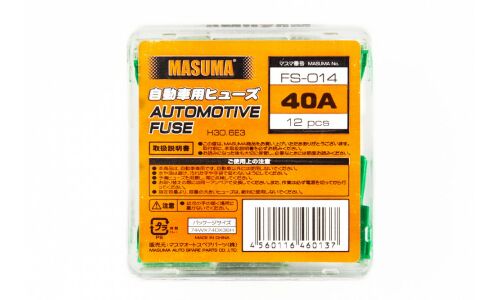 Предохранитель автомобильный Masuma, кассетный, мама (PAL FJ11), зелёный, 40А, комплект 12 шт, арт. FS-014