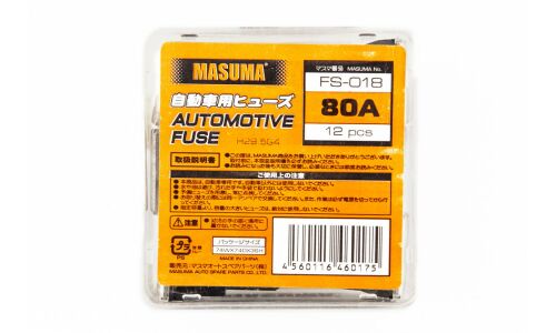 Предохранитель автомобильный Masuma, кассетный, мама (PAL FJ11), чёрный, 80А, комплект 12 шт, арт. FS-018