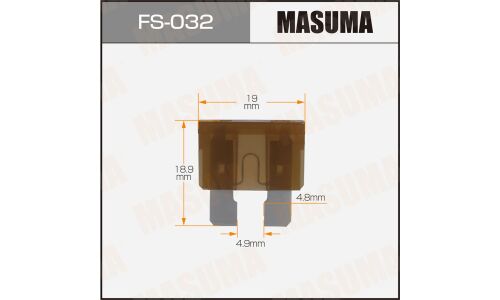 Предохранитель автомобильный Masuma, флажковый, стандартный (ATO S1035-2/FT), светло-коричневый, 5А, комплект 100 шт, арт. FS-032