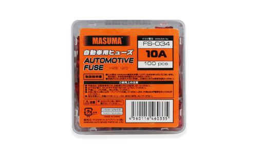 Предохранитель автомобильный Masuma, флажковый, стандартный (ATO S1035-2/FT), красный, 10А, комплект 100 шт, арт. FS-034