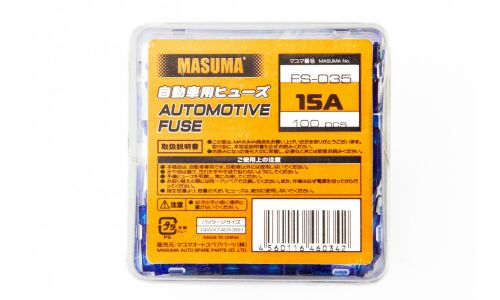 Предохранитель автомобильный Masuma, флажковый, стандартный (ATO S1035-2/FT), синий, 15А, комплект 100 шт, арт. FS-035