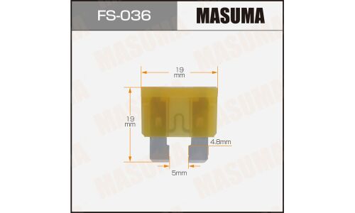 Предохранитель автомобильный Masuma, флажковый, стандартный (ATO S1035-2/FT), жёлтый, 20А, комплект 100 шт, арт. FS-036