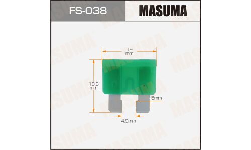 Предохранитель автомобильный Masuma, флажковый, стандартный (ATO S1035-2/FT), зелёный, 30А, комплект 100 шт, арт. FS-038