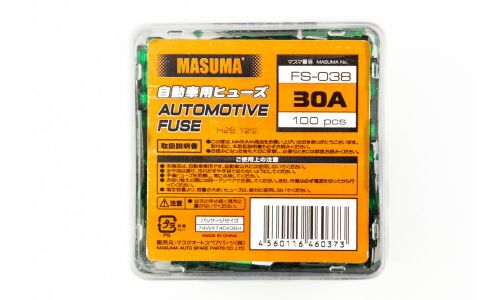 Предохранитель автомобильный Masuma, флажковый, стандартный (ATO S1035-2/FT), зелёный, 30А, комплект 100 шт, арт. FS-038
