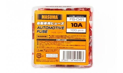 Предохранитель автомобильный Masuma, флажковый, мини (MINI S1035-1/FN), красный, 10А, комплект 100 шт, арт. FS-041