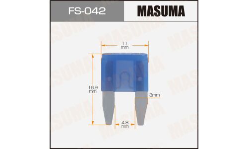 Предохранитель автомобильный Masuma, флажковый, мини (MINI S1035-1/FN), синий, 15А, комплект 100 шт, арт. FS-042