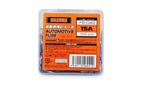 Предохранитель автомобильный Masuma, флажковый, мини (MINI S1035-1/FN), синий, 15А, комплект 100 шт, арт. FS-042