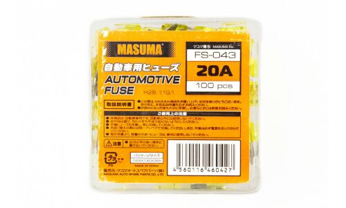 Предохранитель автомобильный Masuma, флажковый, мини (MINI S1035-1/FN), жёлтый, 20А, комплект 100 шт, арт. FS-043