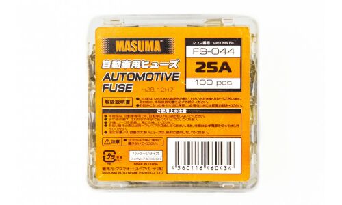 Предохранитель автомобильный Masuma, флажковый, мини (MINI S1035-1/FN), оранжевый, 25А, комплект 100 шт, арт. FS-044