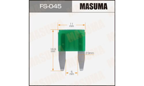 Предохранитель автомобильный Masuma, флажковый, мини (MINI S1035-1/FN), зелёный, 30А, комплект 100 шт, арт. FS-045