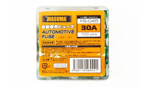 Предохранитель автомобильный Masuma, флажковый, мини (MINI S1035-1/FN), зелёный, 30А, комплект 100 шт, арт. FS-045