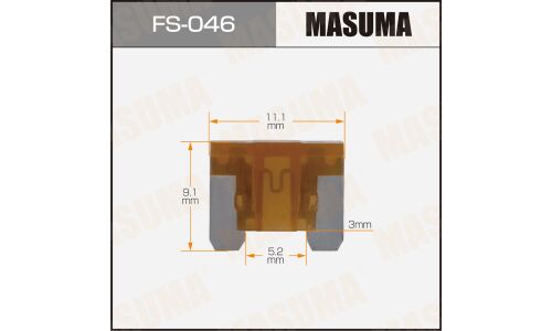 Предохранитель автомобильный Masuma, флажковый, мини (LOW PROFILE MINI FL), светло-коричневый, 5А, комплект 100 шт, арт. FS-046