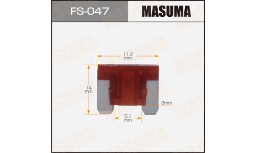 Предохранитель автомобильный Masuma, флажковый, мини (LOW PROFILE MINI FL), коричневый, 7.5А, комплект 100 шт, арт. FS-047