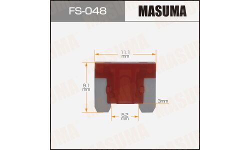 Предохранитель автомобильный Masuma, флажковый, мини (LOW PROFILE MINI FL), красный, 10А, комплект 100 шт, арт. FS-048