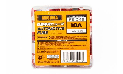 Предохранитель автомобильный Masuma, флажковый, мини (LOW PROFILE MINI FL), красный, 10А, комплект 100 шт, арт. FS-048