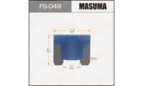 Предохранитель автомобильный Masuma, флажковый, мини (LOW PROFILE MINI FL), синий, 15А, комплект 100 шт, арт. FS-049