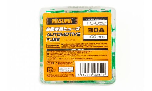 Предохранитель автомобильный Masuma, флажковый, мини (LOW PROFILE MINI FL), зелёный, 30А, комплект 100 шт, арт. FS-052