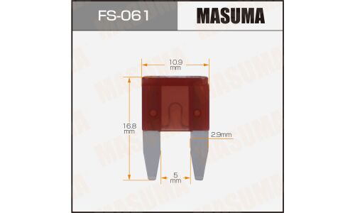 Предохранитель автомобильный Masuma, флажковый, мини (MINI S1035-1/FN), 5/7.5/10/15/20/25/30А, комплект 10 шт, арт. FS-061