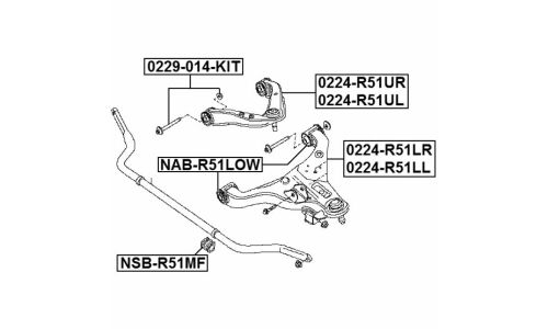 Комплект болта регулировочного (эксцентрика) Febest 0229-014-KIT, для Nissan (OEM 01125-S212E) (+гайка)