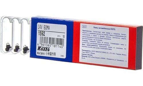 Лампа Koito BAX (пластиковый цоколь, T3.4), 14В, 1.12Вт, арт. 1592