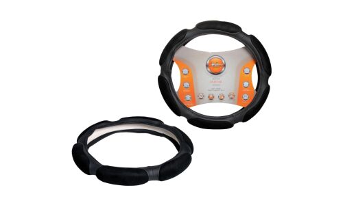 Оплетка на руль Airline, спонжевая, черный цвет, размер M (37-39см)