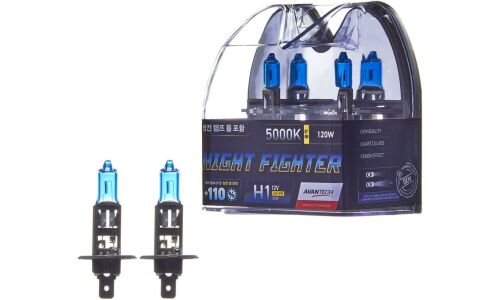 Лампа галогенная Avantech Night Fighter H1 (P14.5s, T8), 12В, 55Вт (соответствует 120Вт), 5000К, комплект 2 шт, арт. AB5001